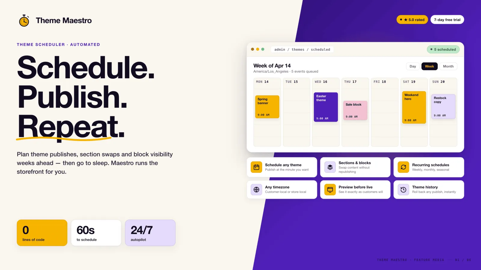 Maestro theme scheduling calendar